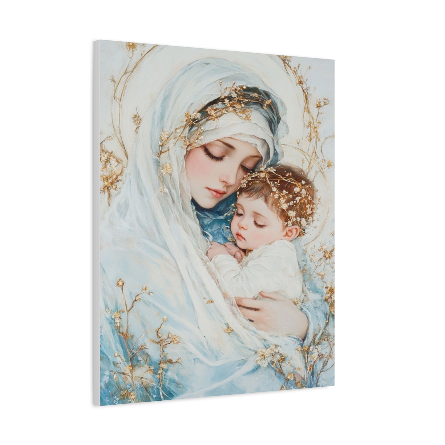 Holy Mother with Baby Jesus Catholic Canvas Wall Art, Christian Decor
