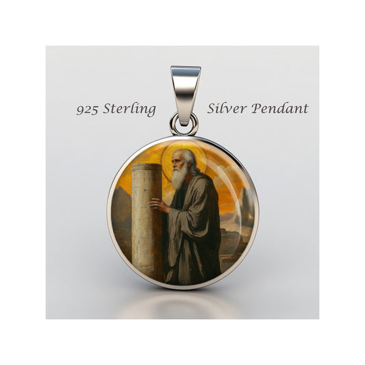 Saint Simeon The Stylite Catholic sterling silver 925 Christian Medal Patron image 0