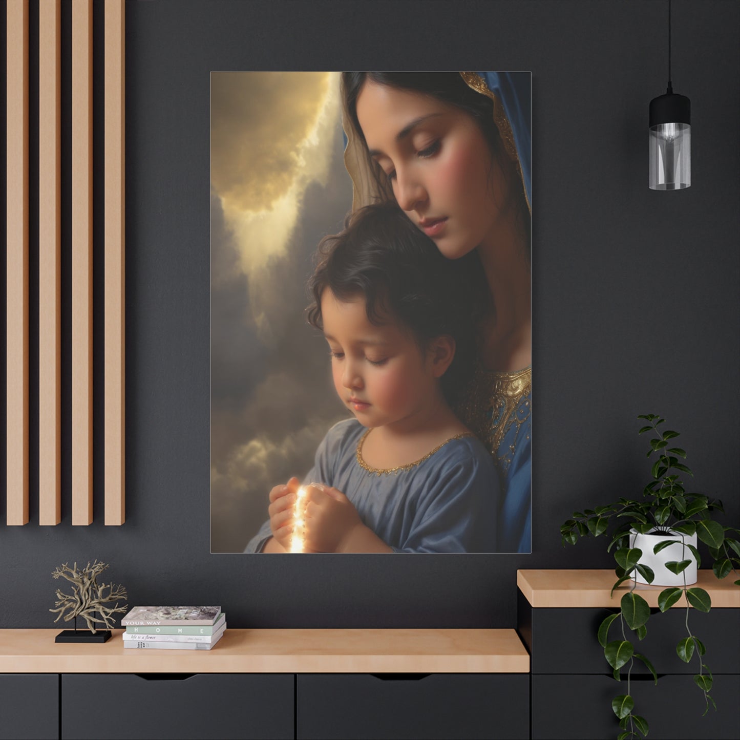 Mary and Baby Jesus Catholic Canvas Wall Art, Christian Decor