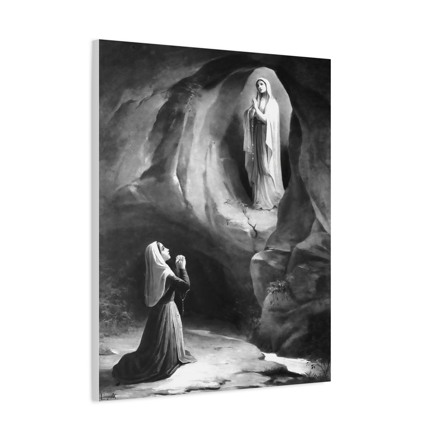 Ready to Hang - Our Lady of Lourdes St. Bernadette Soubirous Catholic Canvas Wall Art, Christian Decor
