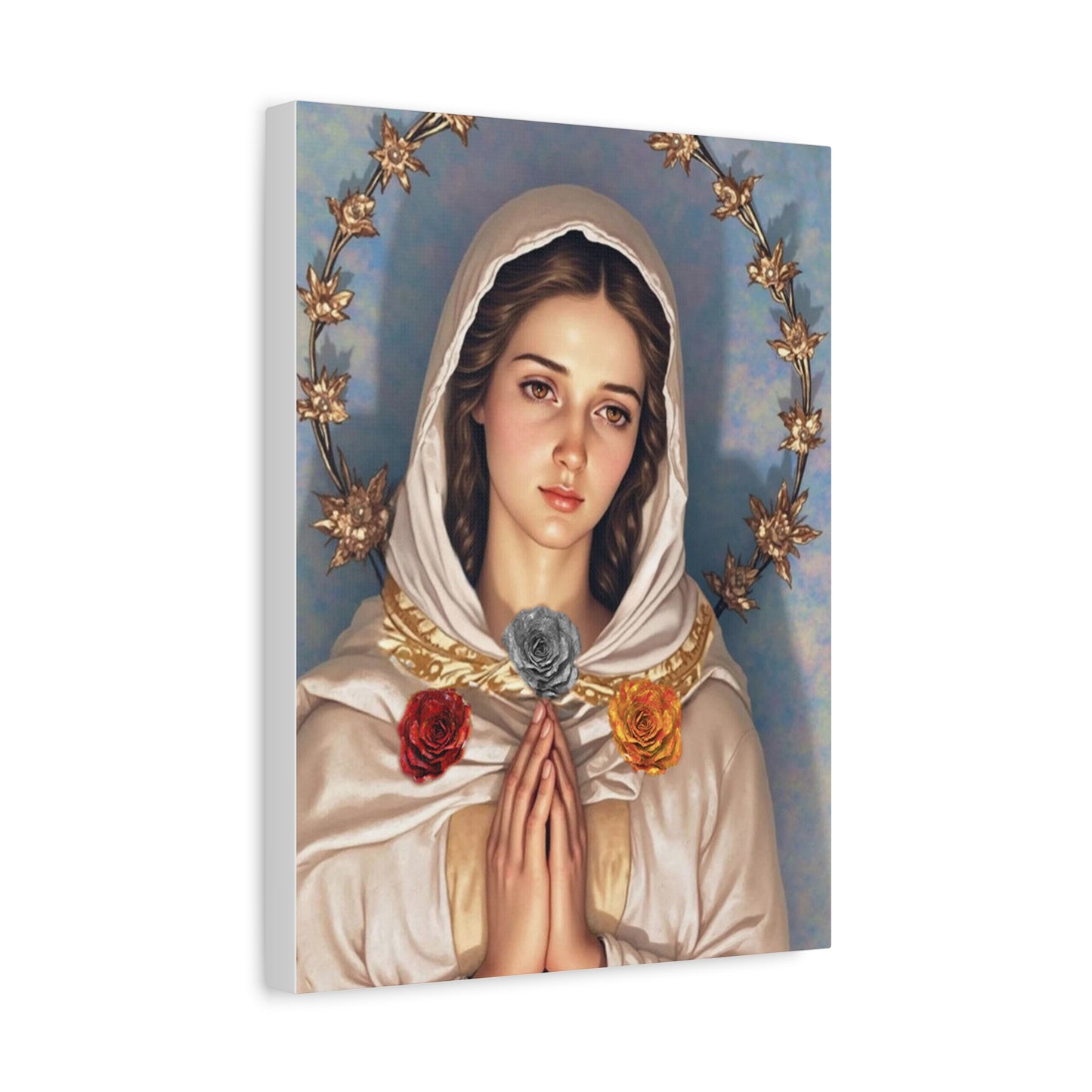 Our Lady Mary Rosa Mystica Catholic Canvas Wall Art, Christian Decor