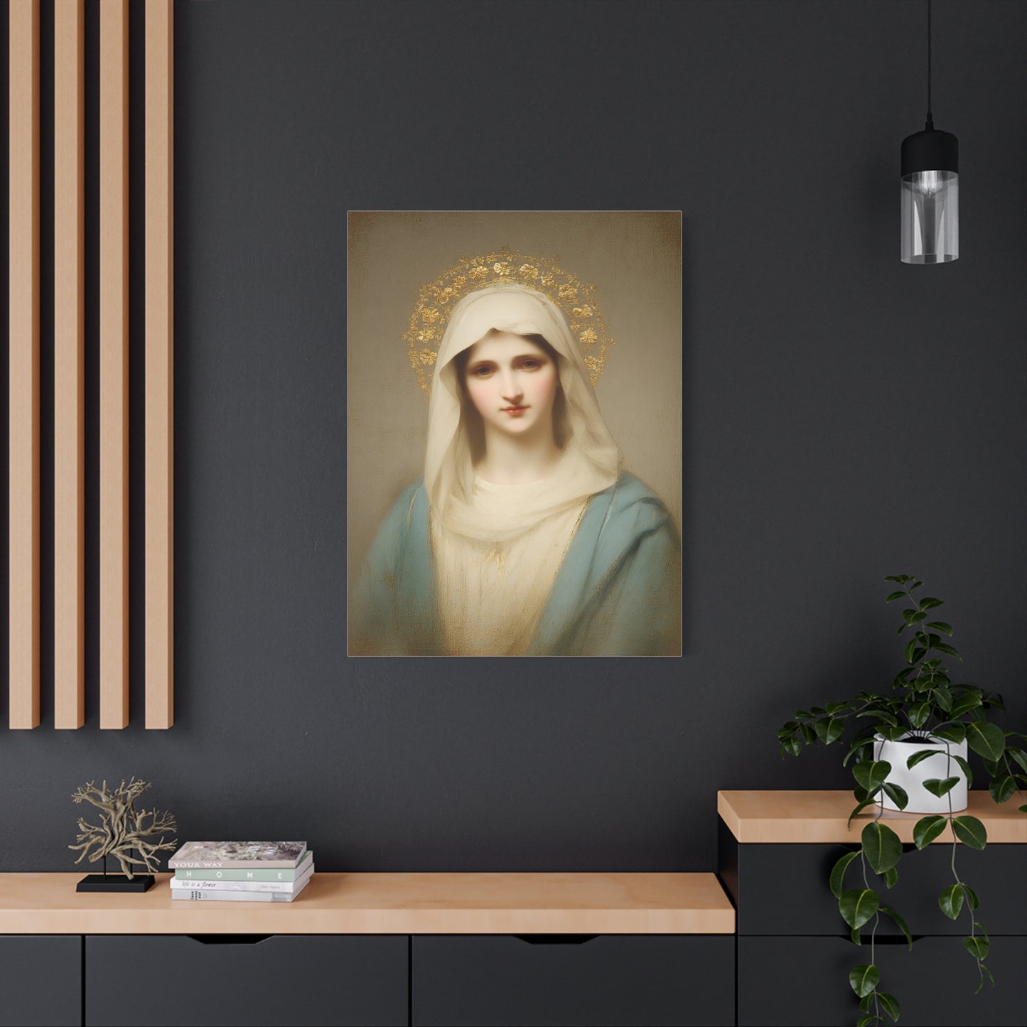 Holy Mother Mary Catholic Canvas Wall Art, Christian Decor