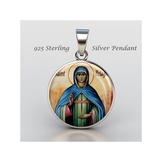 Saint Pelagia Antioch Catholic sterling silver 925 Christian Medal Patron image 0