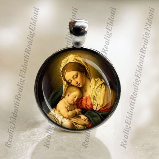 Mother Virgin Mary and Child Jesus - Catholic Christian Medal Religious Jewelry