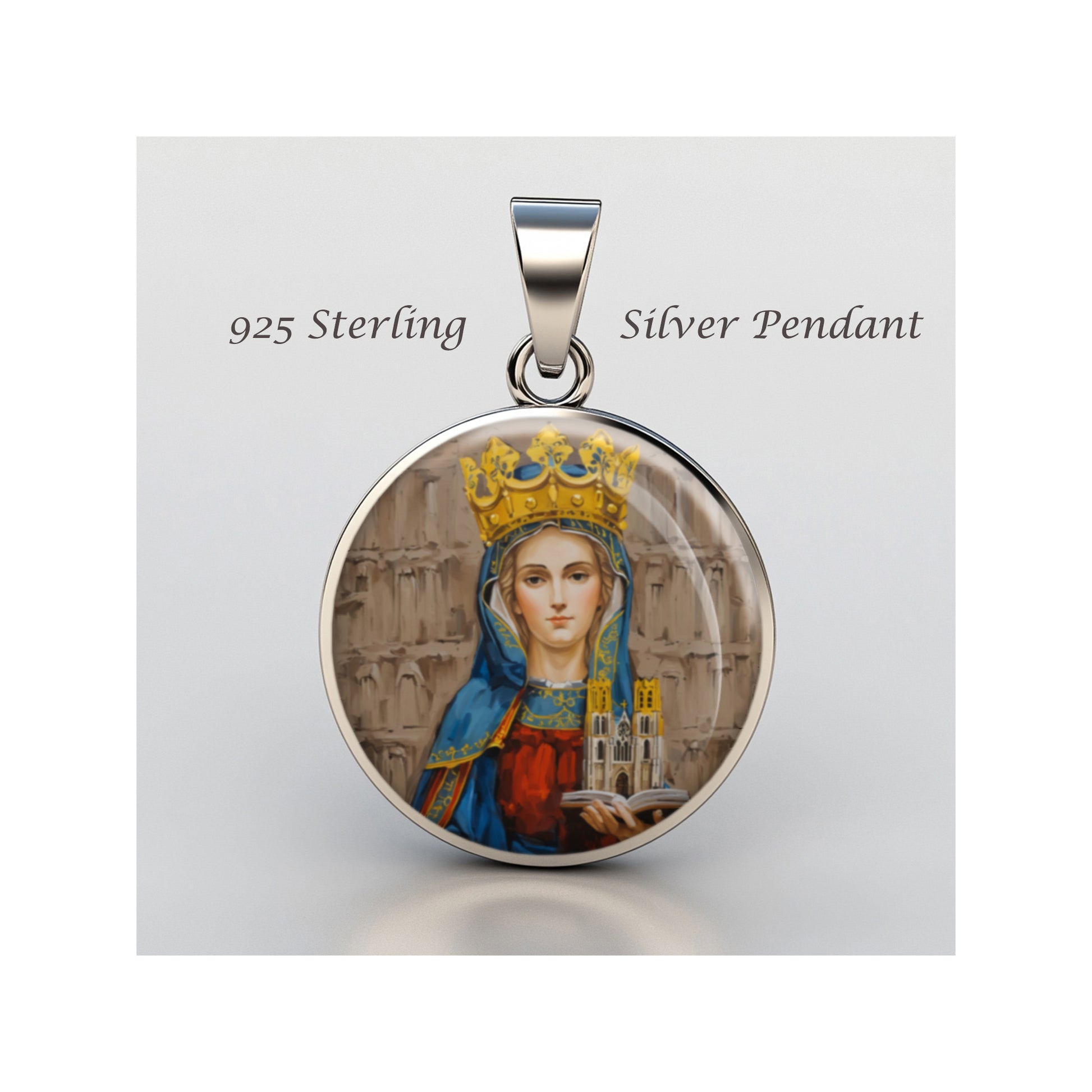 Saint Gudula Of Brussels Catholic sterling silver 925 Christian Medal Patron image 0