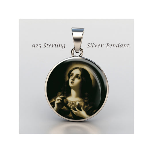 Saint Mary Magdalene Catholic sterling silver 925 Christian Medal Patron Pendant image 0