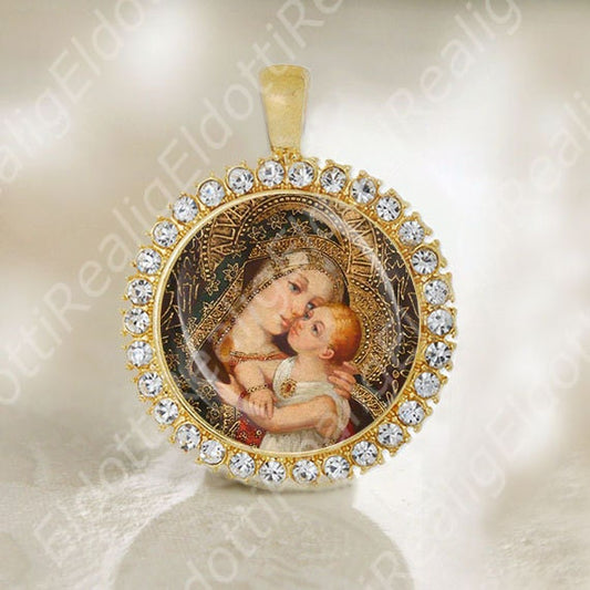 Holy Virgin Mother Mary And Child Jesus Icon Medal Catholic Religious Jewelry