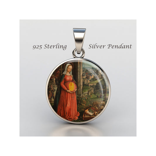 Saint Elizabeth Pregnant Catholic sterling silver 925 Christian Medal Patron image 0