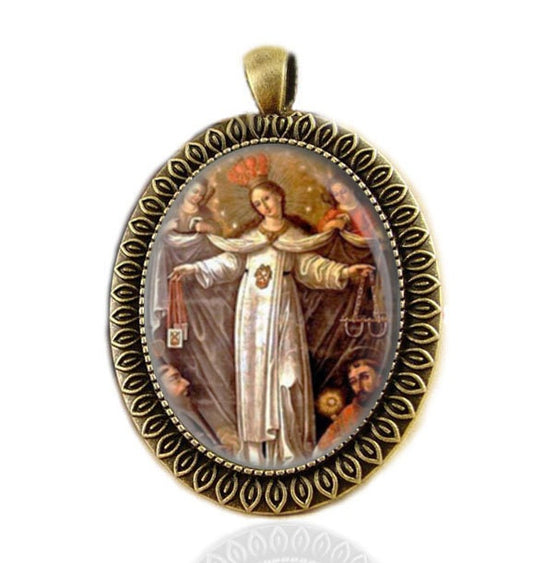Our Lady of Mercy - Religious  Catholic Bronze tone Medal Pendant Jewelry