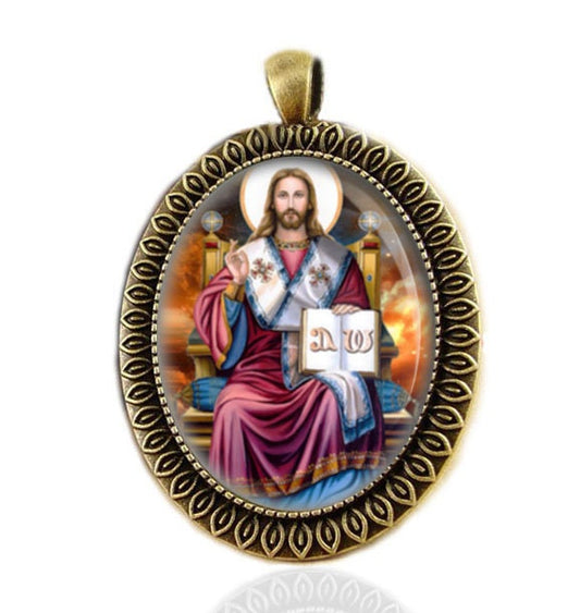 Jesus Our Lord and Savior Catholic Medal Jesus Christ Pendant Oval