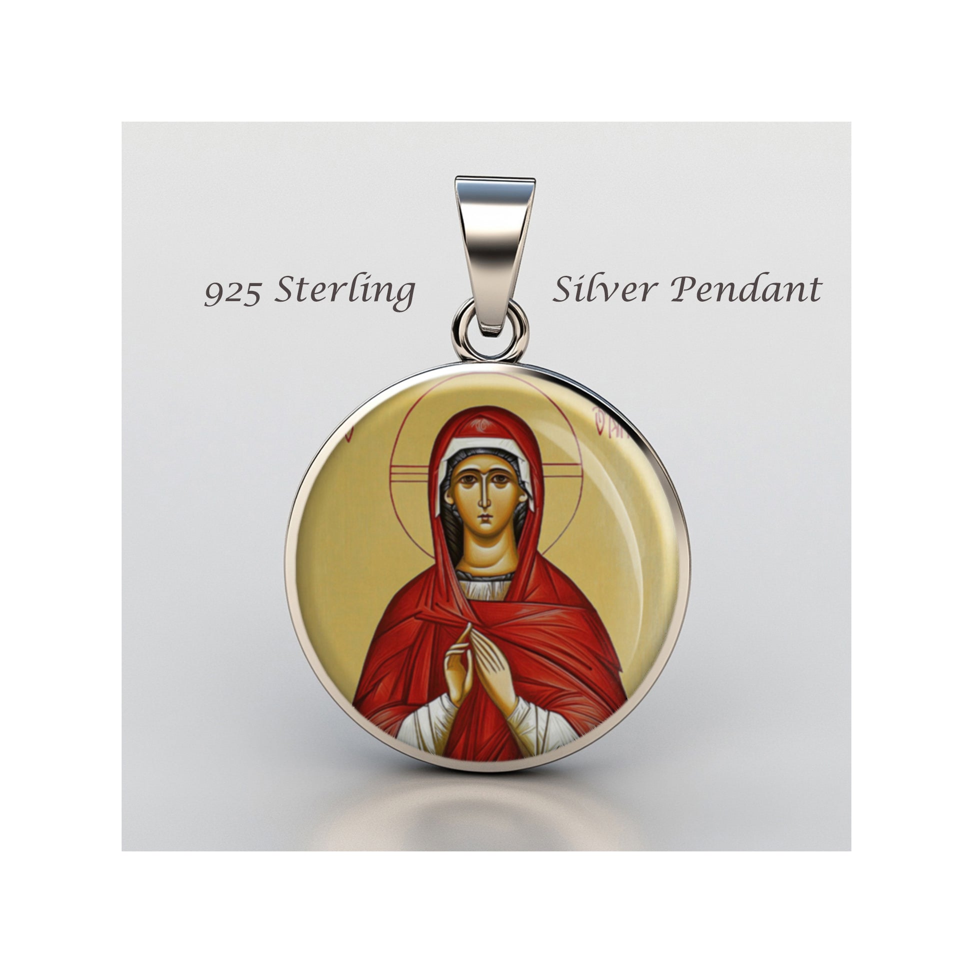Saint Antusa Constantinopla Catholic sterling silver 925 Christian Medal Patron image 0