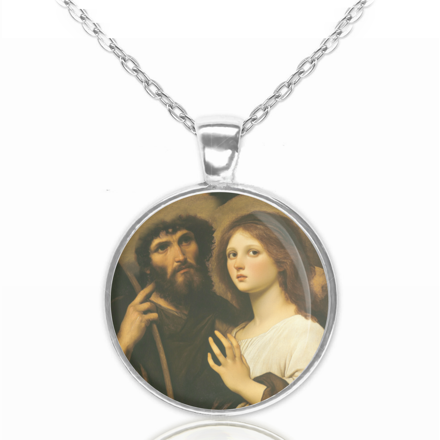 St. Roch With Angel Necklace Catholic Saint Pendant Medal image 0