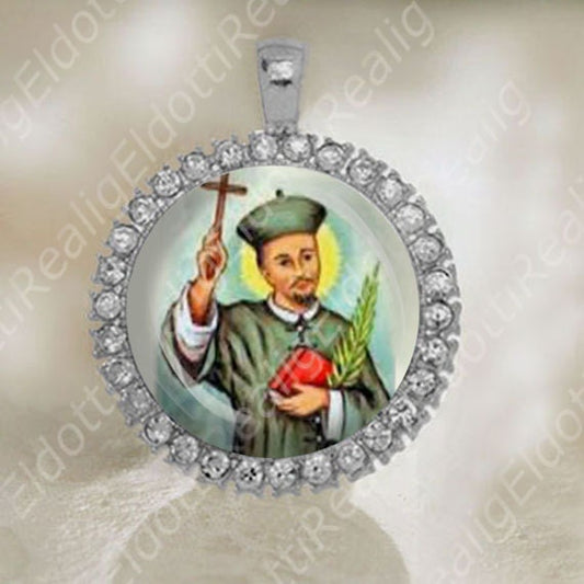 St Augustine Zhao Rong Chinese Martyr Medal Catholic Silver Tone Jewelry