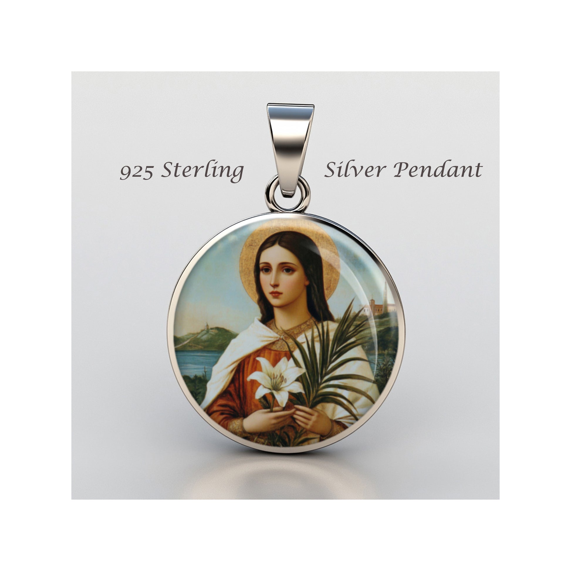 Saint Maria Goretti Catholic sterling silver 925 Christian Medal Patron Pendant image 0