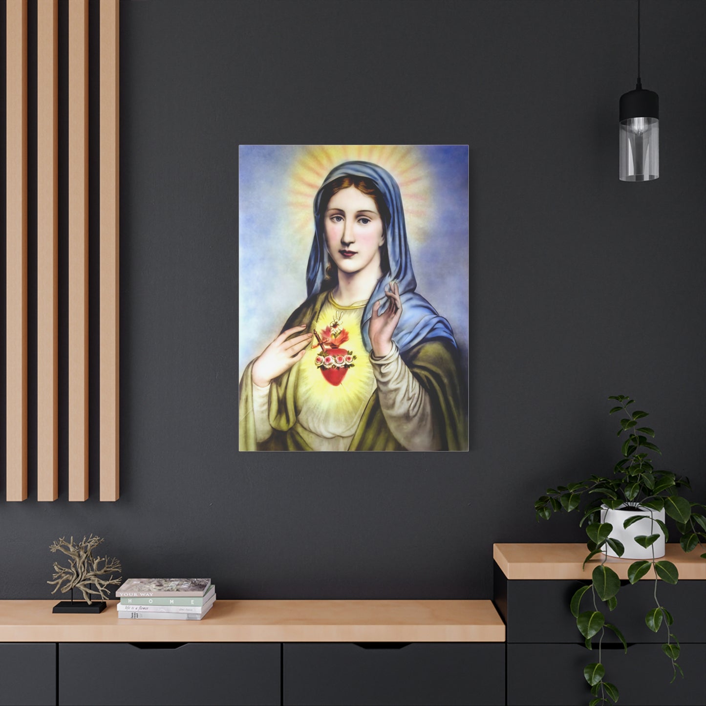 Ready to Hang - Immaculate Heart Virgin Mary Catholic Canvas Wall Art, Christian Decor