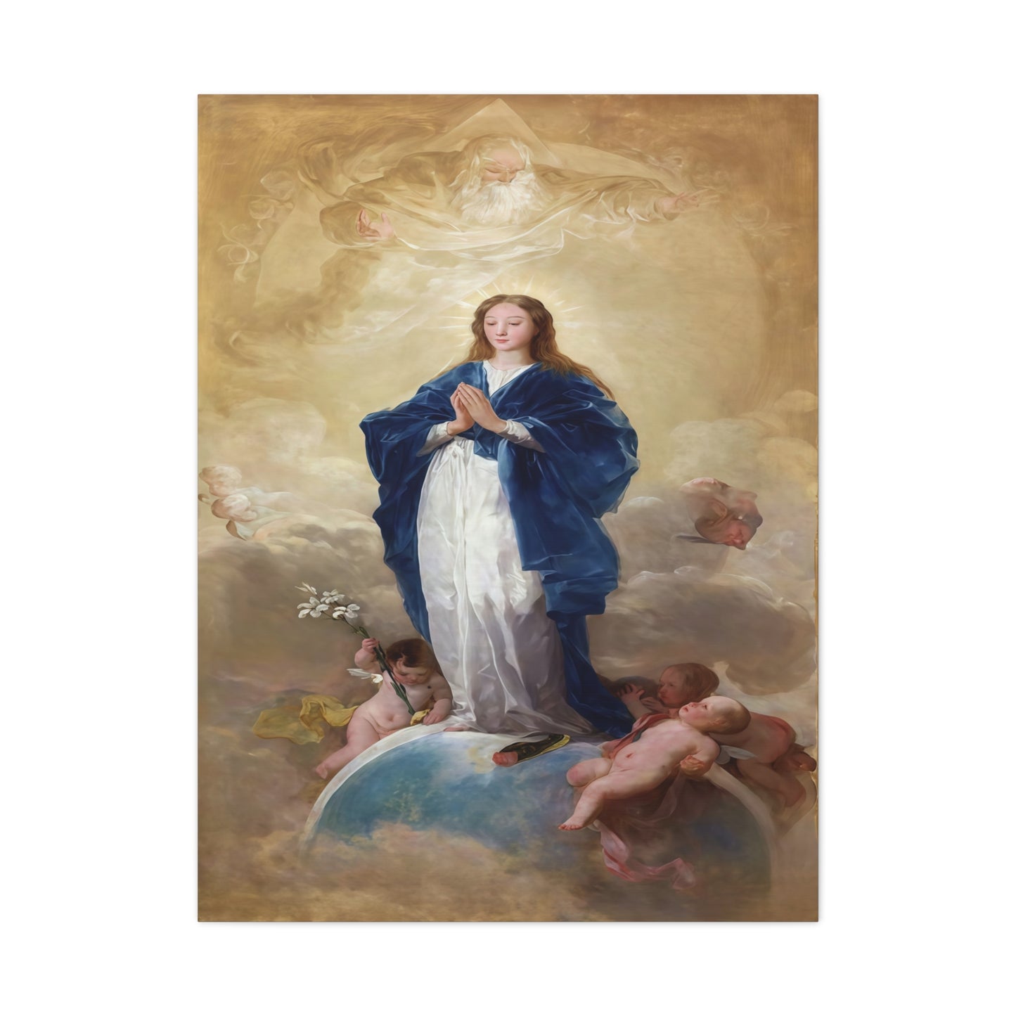 Ready To Hang - Mother Mary Immaculate Conception Catholic Canvas Wall Art, Christian Decor