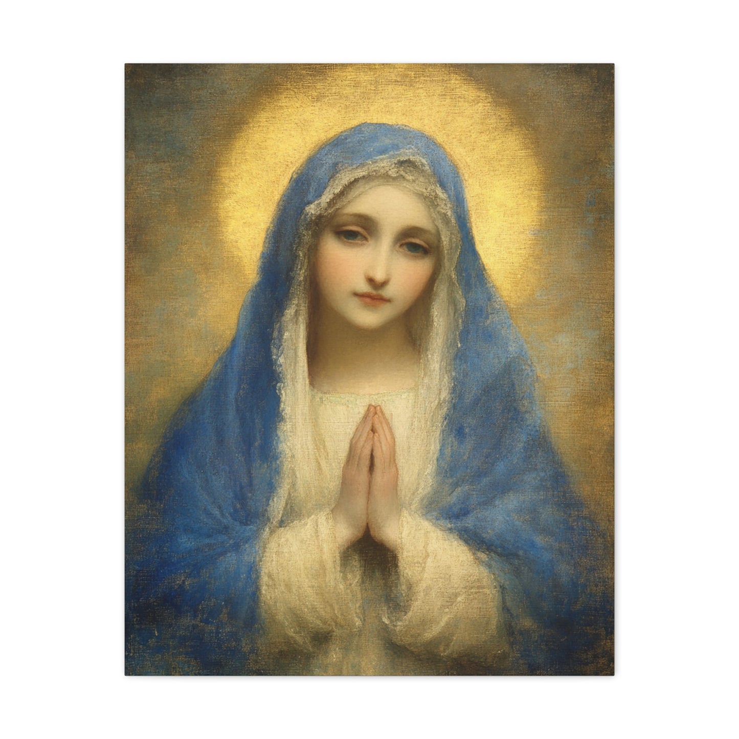 Mother Mary Blue Veil Catholic Canvas Wall Art, Christian Decor