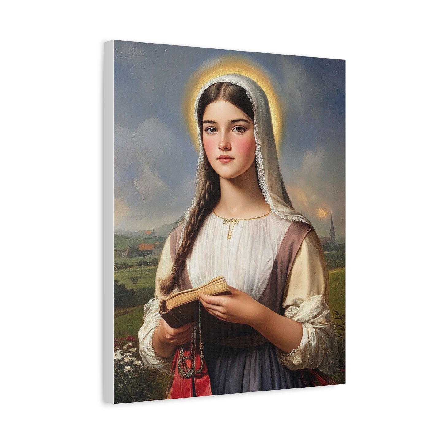 St. Genevieve Catholic Canvas Wall Art, Christian Decor