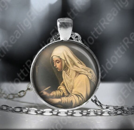 St Catherine Ricci Necklace. Patron Saint Catholic Necklace. St Catherine Religious Pendant
