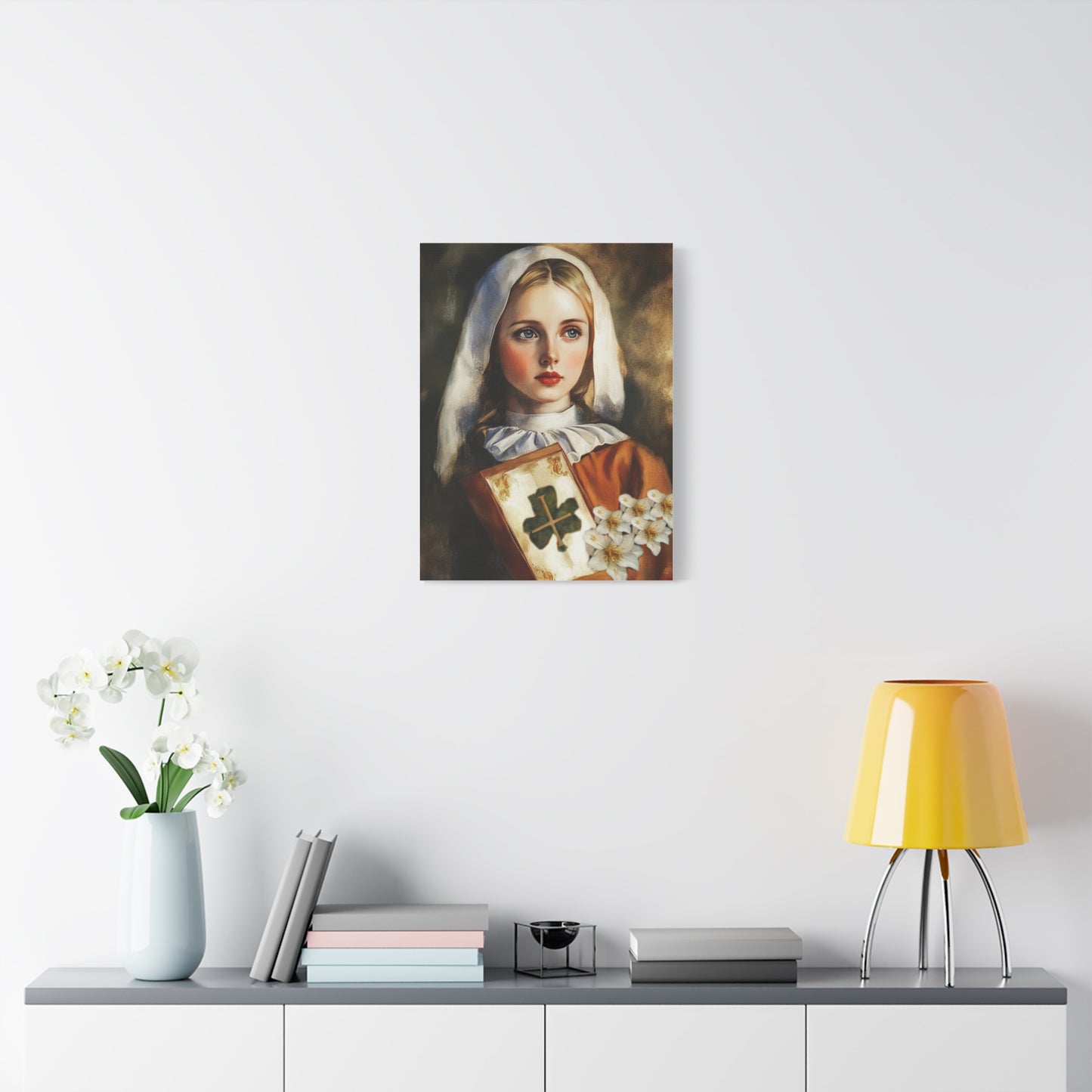 St. Dymphna Catholic Canvas Wall Art, Christian Decor