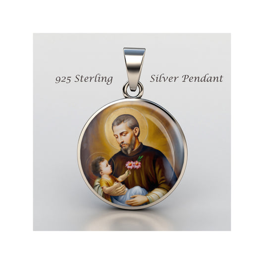 Saint Cajetan Catholic sterling silver 925 Christian Medal Patron Pendant image 0
