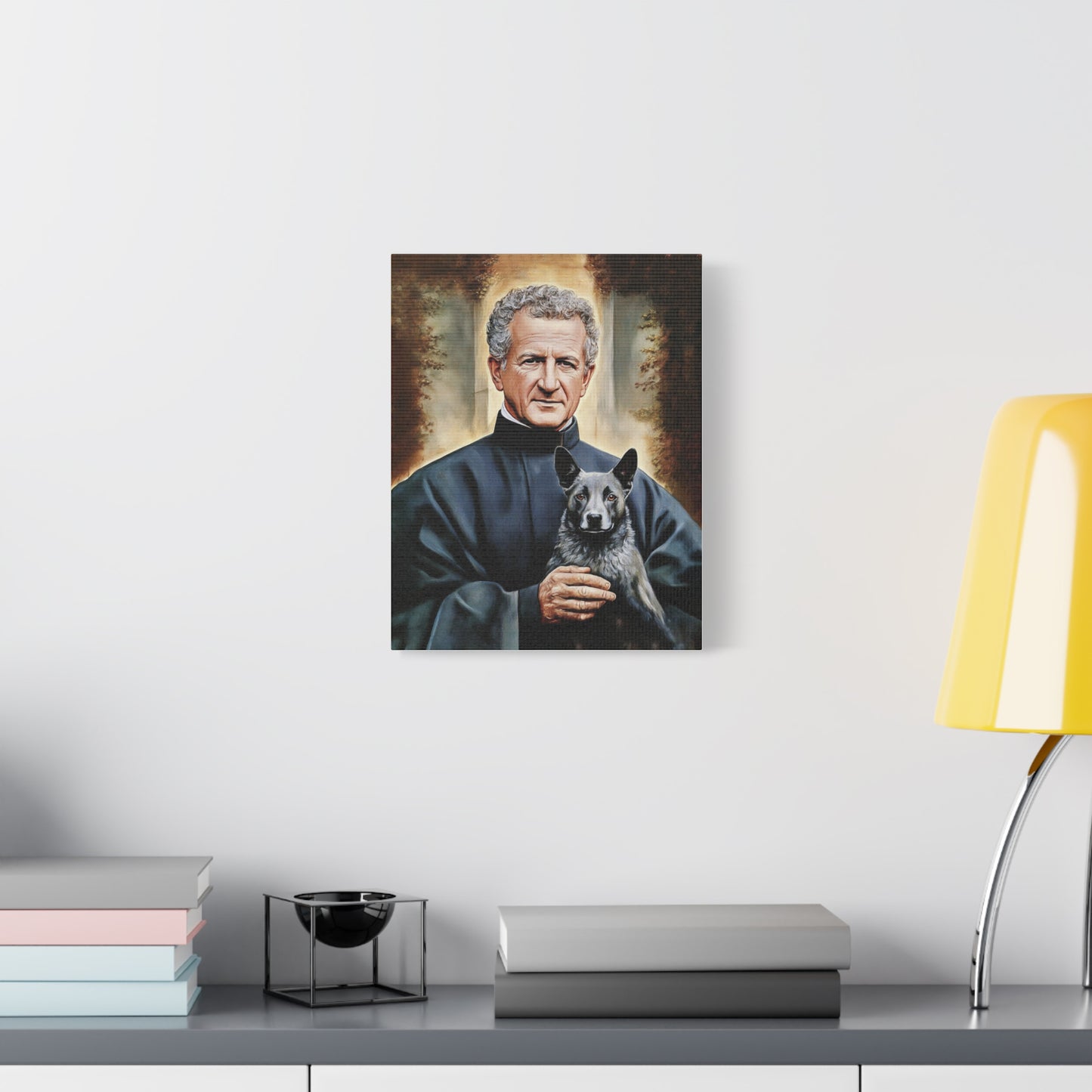 St. John Bosco and Grigio Catholic Canvas Wall Art, Christian Decor