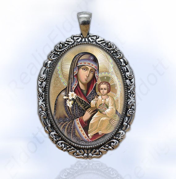 Our Mother Virgin Mary and Baby Jesus - Christian Catholic Medal Religious Jewelry Pendant
