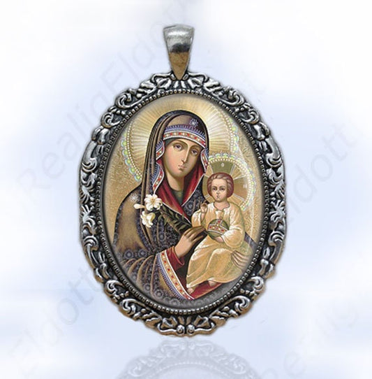 Our Mother Virgin Mary and Baby Jesus - Christian Catholic Medal Religious Jewelry Pendant