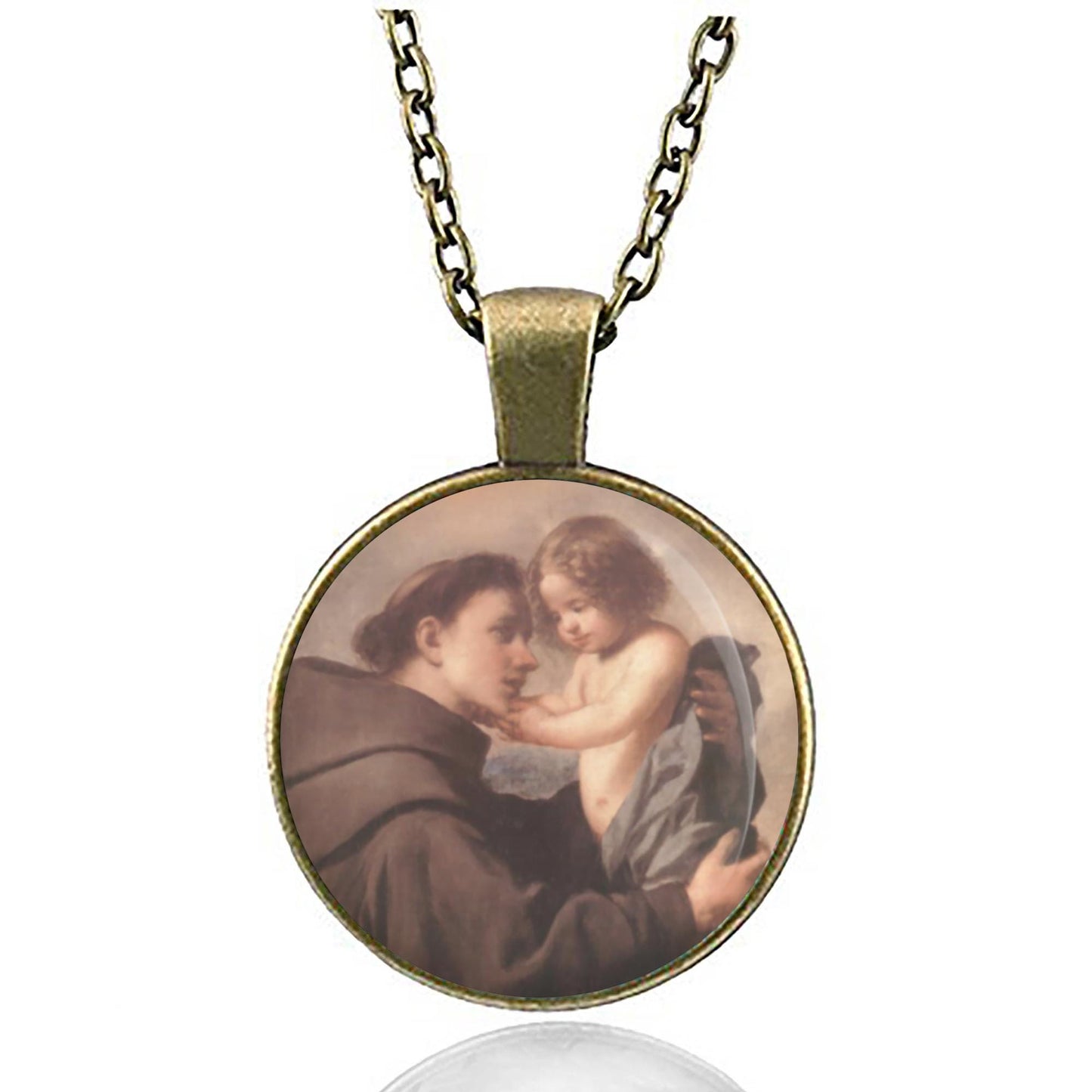 Saint Anthony and Child Jesus Catholic Necklace - Religious Christian