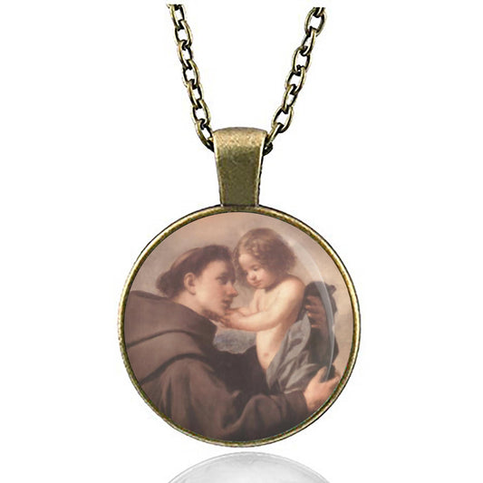 Saint Anthony and Child Jesus Catholic Necklace - Religious Christian
