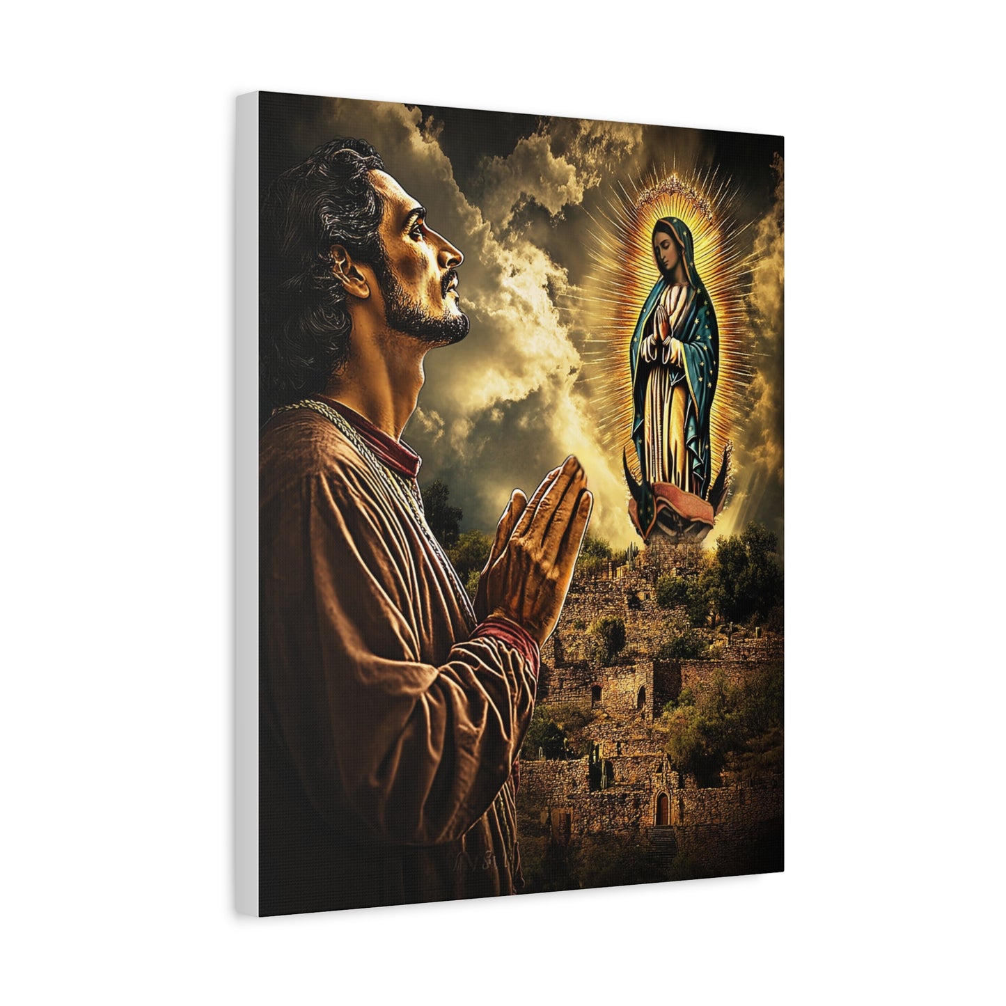 St. Juan Diego Our Lady of Guadalupe Catholic Canvas Wall Art, Christian Decor