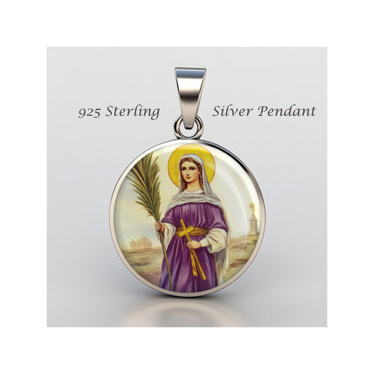 Saint Serena Catholic sterling silver 925 Christian Medal Patron Pendant image 0
