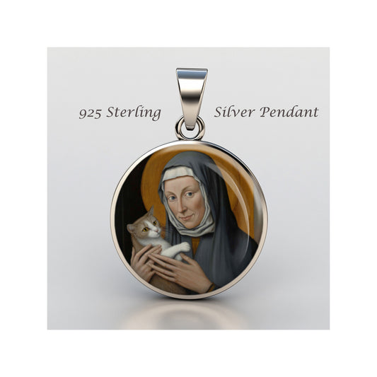 Saint Juliana Of Norwich Catholic sterling silver 925 Christian Medal Patron image 0