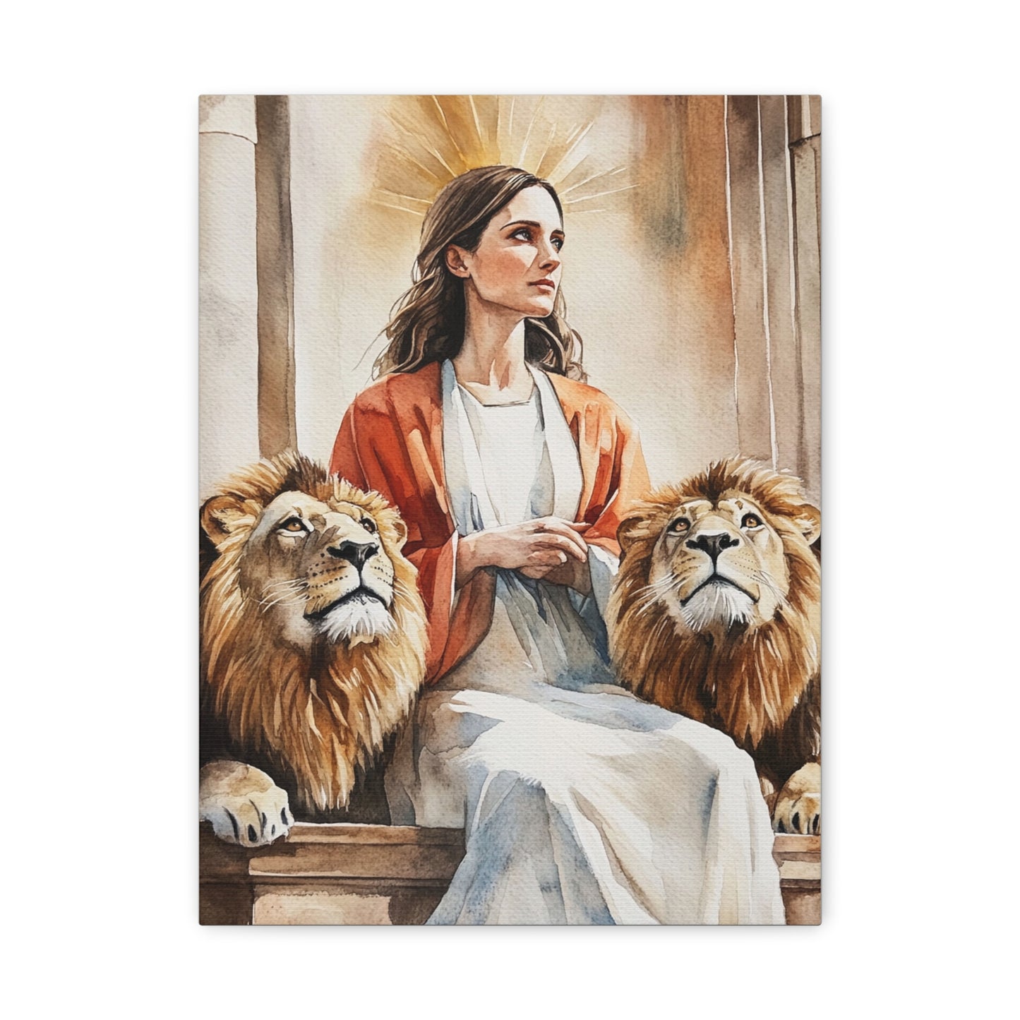 Ready To Hang - St. Prisca with Lions Catholic Canvas Wall Art, Christian Decor