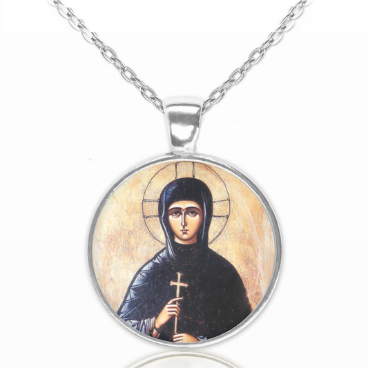 St. Theodosia Of Constantinople Necklace Catholic Saint Pendant Medal image 0