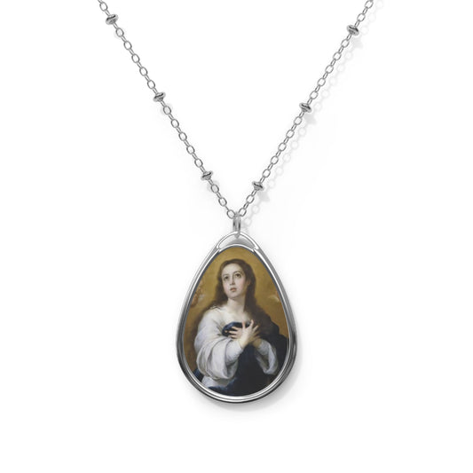 Mary Immaculate Heart Necklace - Drop Pendant Catholic Medal