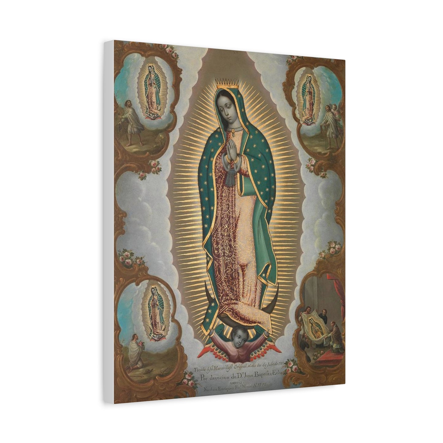 The Virgin of Guadalupe with the Four Apparitions Catholic HQ Print on Canvas Ready To Hang - Virgin Mary Canvas