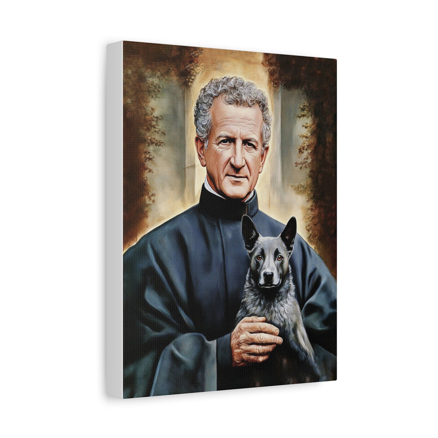 St. John Bosco and Grigio Catholic Canvas Wall Art, Christian Decor