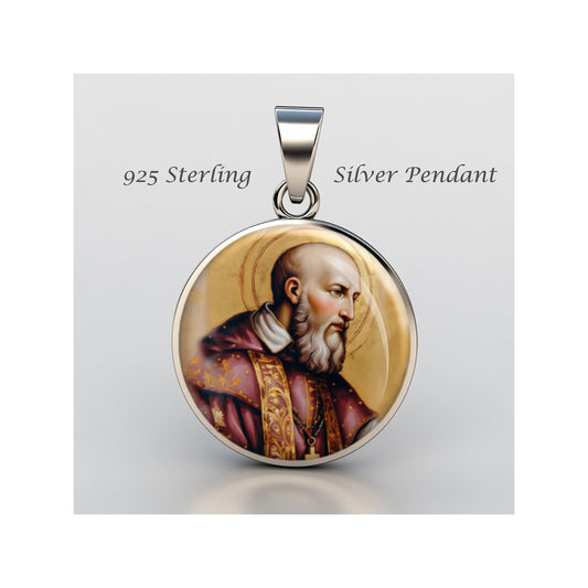 Saint Francis De Sales Catholic sterling silver 925 Christian Medal Patron image 0