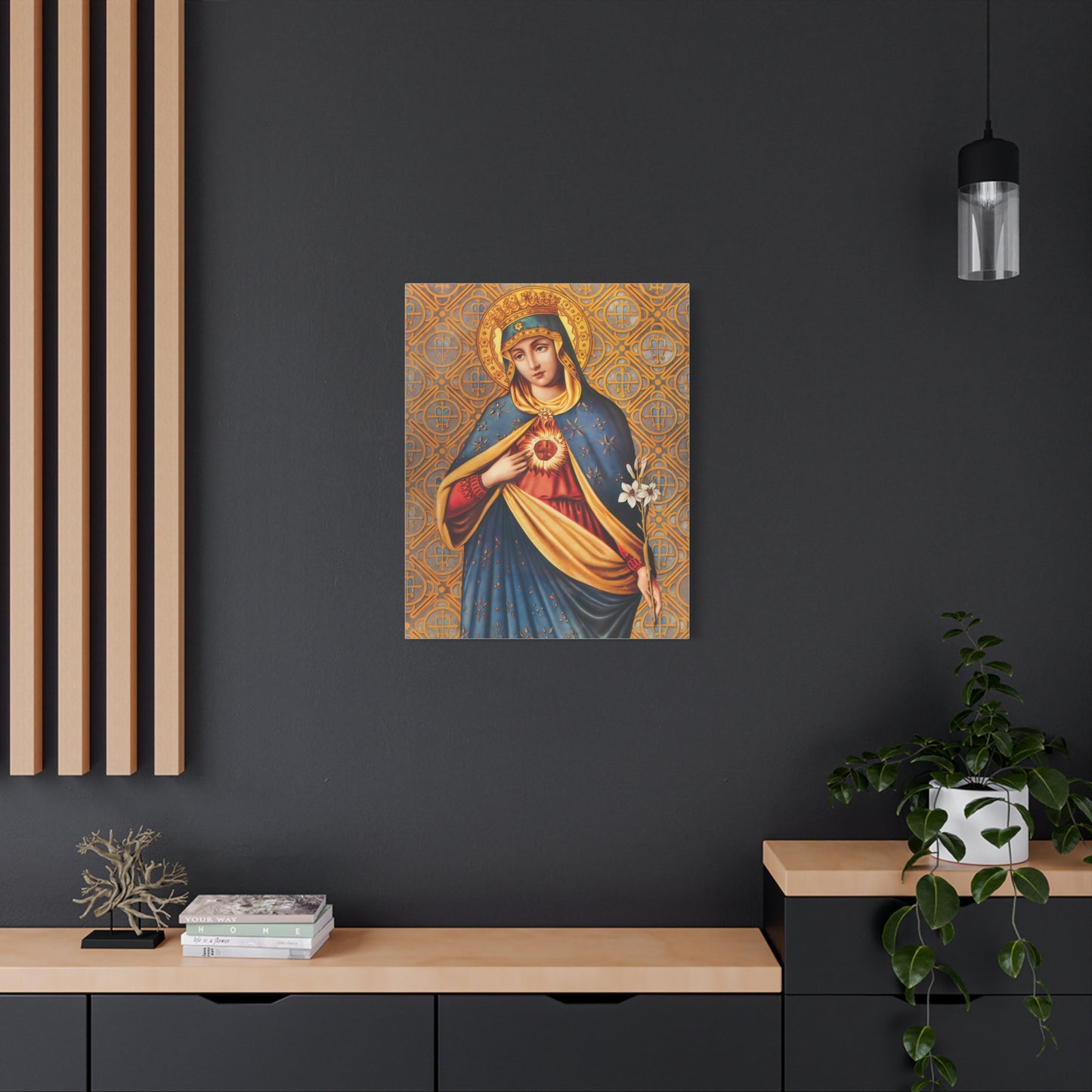 Ready to Hang - Immaculate Conception Mother Mary Catholic Canvas Wall Art, Christian Decor