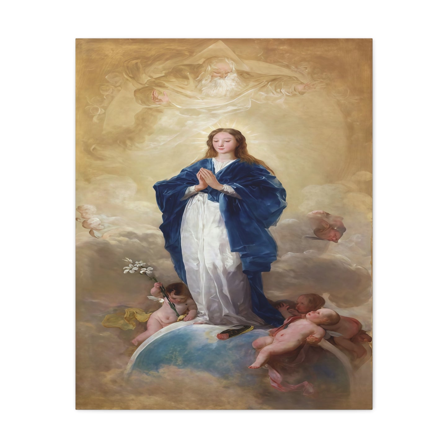 Ready To Hang - Mother Mary Immaculate Conception Catholic Canvas Wall Art, Christian Decor