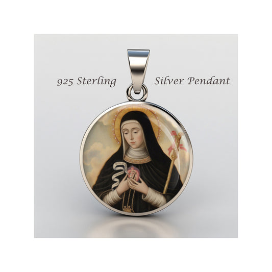 Saint Gertrude The Great Catholic sterling silver 925 Christian Medal Patron image 0