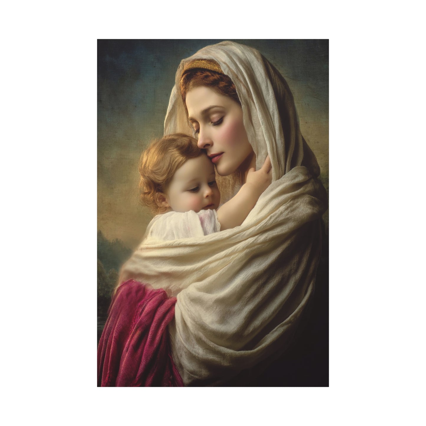 Blessed Mother Mary and Baby Jesus Catholic Canvas Wall Art, Christian Decor