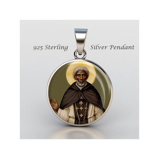 Saint Benedict The Moor Catholic sterling silver 925 Christian Medal Patron image 0