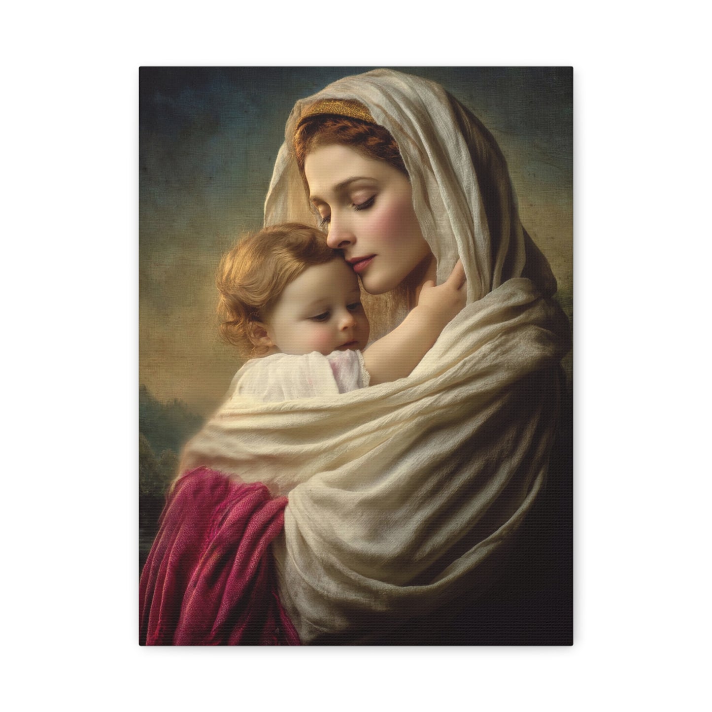 Blessed Mother Mary and Baby Jesus Catholic Canvas Wall Art, Christian Decor