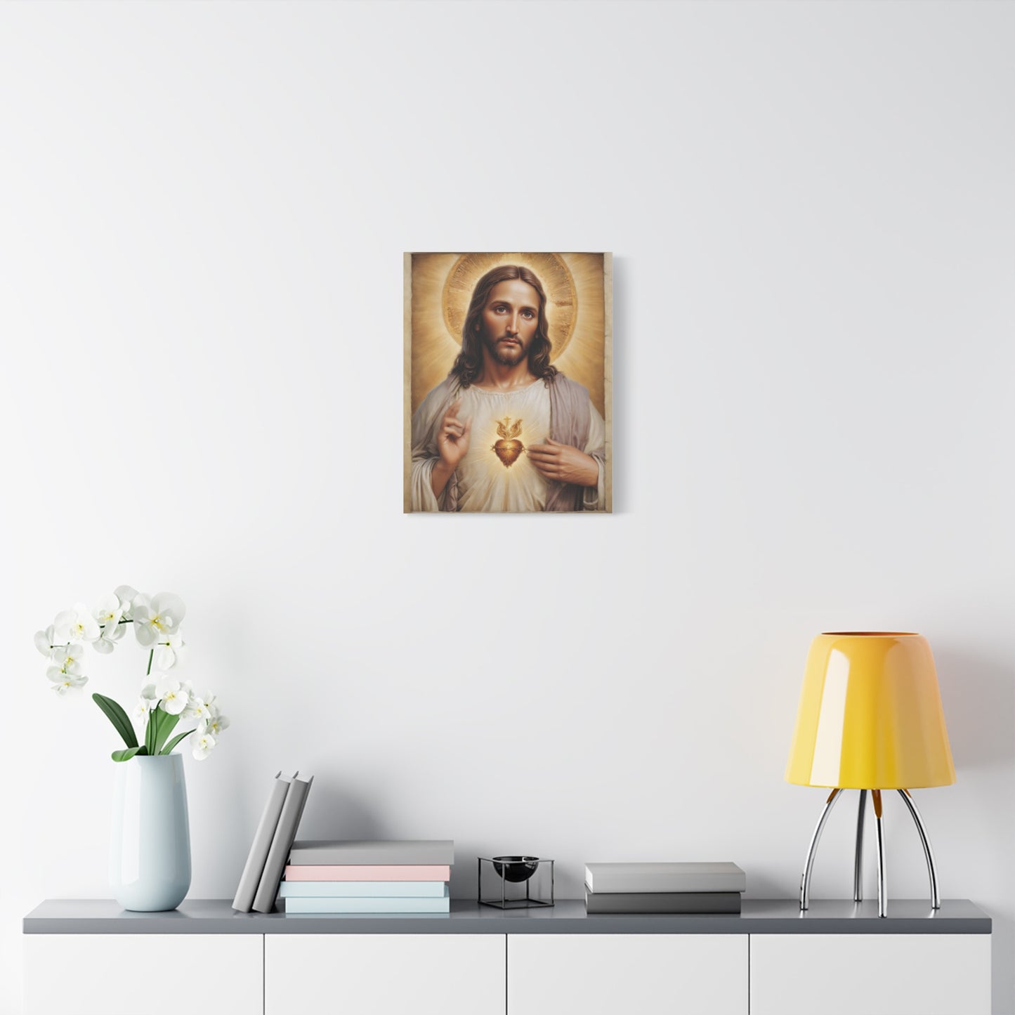 Jesus Christ Sacred Heart Catholic Canvas Wall Art, Christian Decor