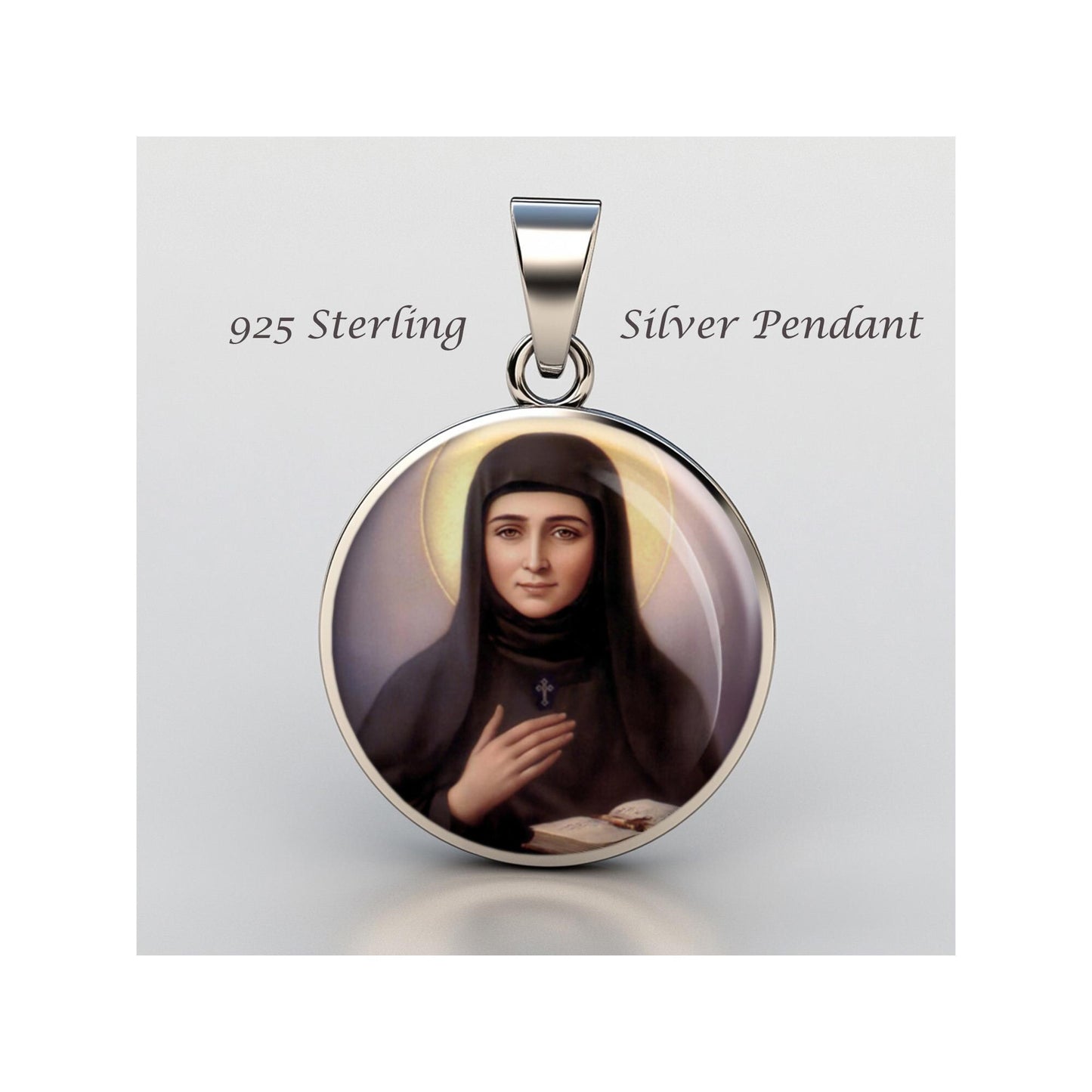 Saint Rafka Religious Devotional sterling silver 925 Christian Medal Patron Pendant