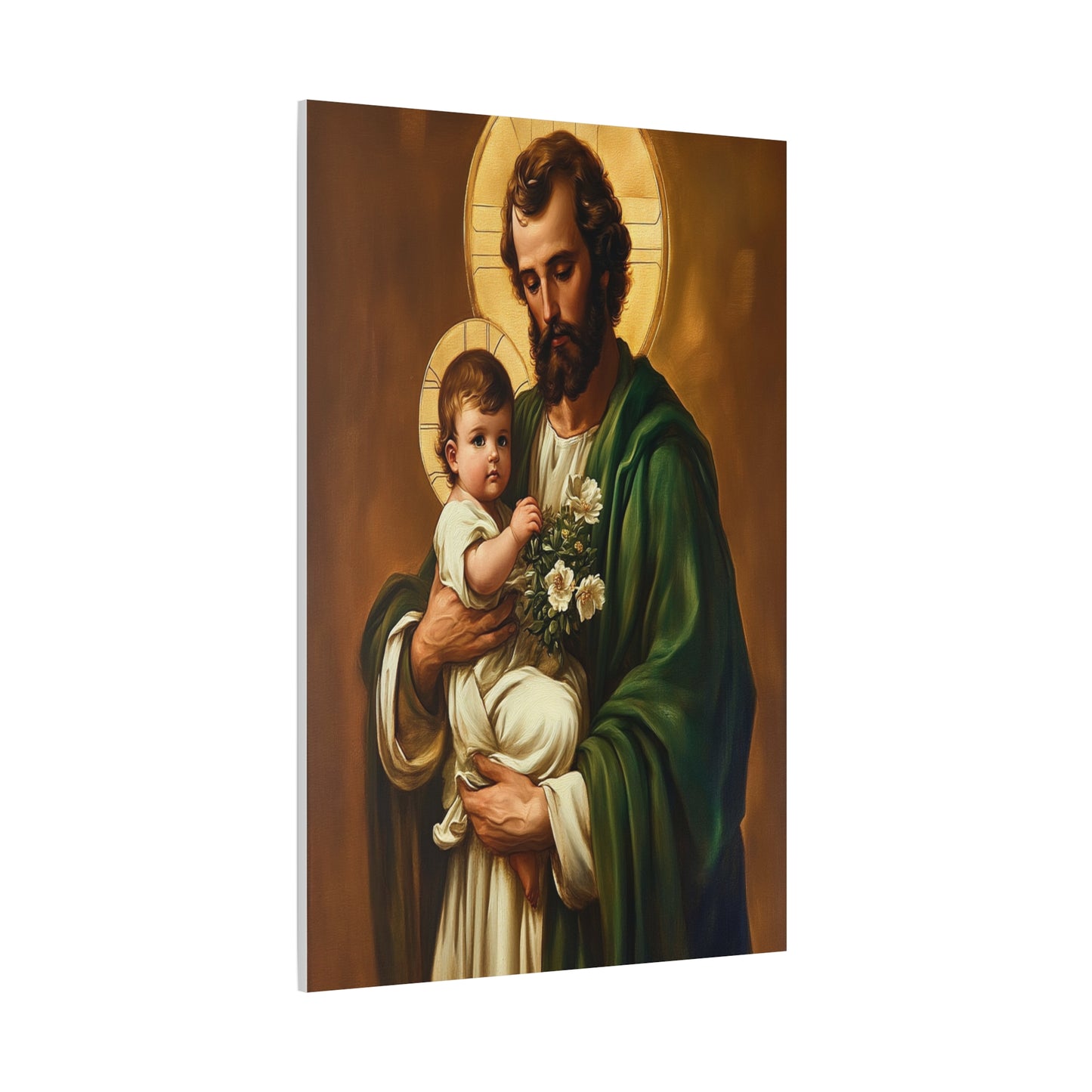 St. Joseph and Baby Jesus Catholic Canvas Wall Art, Christian Decor