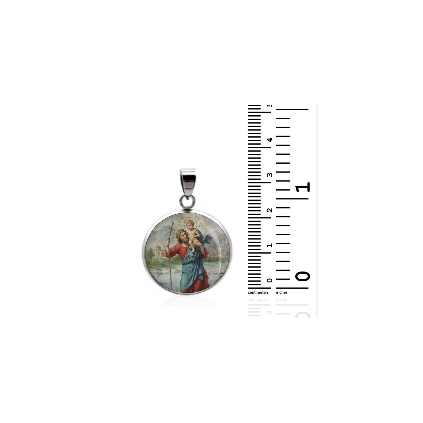 Saint Christopher Religious Devotional sterling silver 925 Christian Medal Patron Pendant
