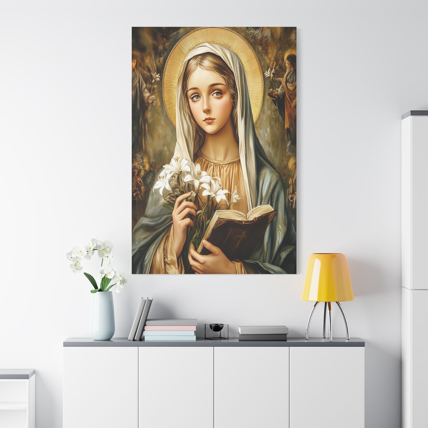 St. Dymphna Catholic Canvas Wall Art, Christian Decor